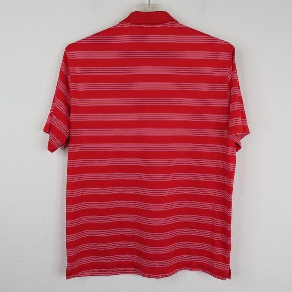 Nike Golf Mens Large Dri Fit  Tour Performance Red White Stripe Polo Shirt Top - Picture 4 of 9